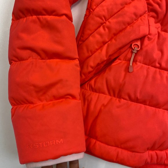Under Armour Stretch 700 Down Jacket Women's Small 1355833 Orange Sample - Picture 5 of 7